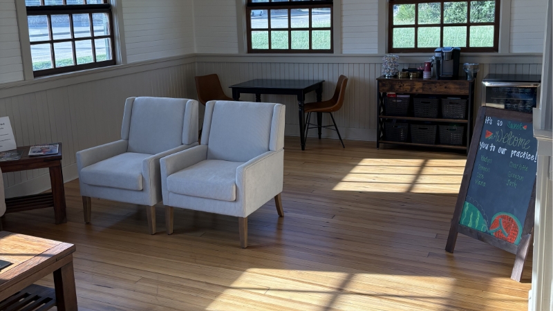 Chairs in orthodontic office waiting room