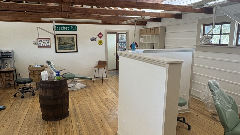 Pulled back view of treatment area in orthodontic office